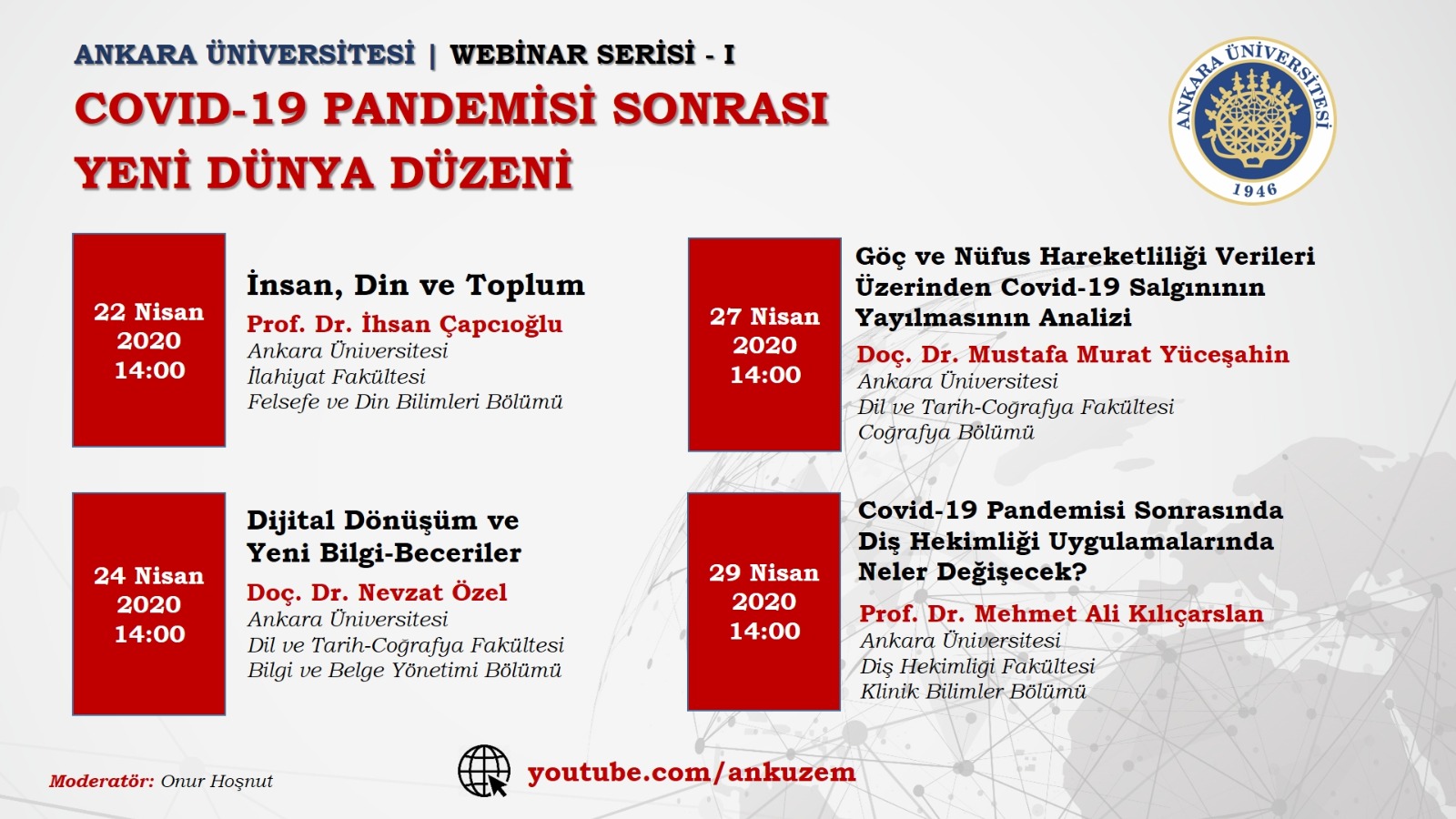 Webinar Serisi: “COVID-19 Pandemisi Sonrası Yeni Dünya Düzeni” (22-29  Nisan) – Ankara Üniversitesi